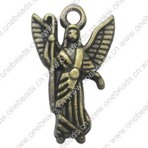 Pendant. Fashion Zinc Alloy Jewelry Findings. Angel 18.5x11mm，Sold by Bag 