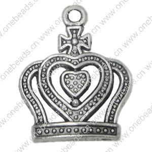 Pendant. Fashion Zinc Alloy Jewelry Findings. Crown  21.5x17mm，Sold by Bag 