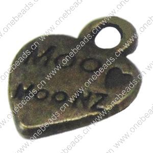 Pendant. Fashion Zinc Alloy Jewelry Findings. Heart 12.5x9.5mm，Sold by Bag 