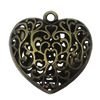 Hollow Bali Pendant. Fashion Zinc Alloy Jewelry Findings. Heart 36x35x13mm. Sold by PC	