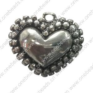 Pendant. Fashion Zinc Alloy jewelry findings. Heart 19x23mm. Sold by Bag