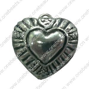 Pendant. Fashion Zinc Alloy jewelry findings. Heart 19x22mm. Sold by Bag