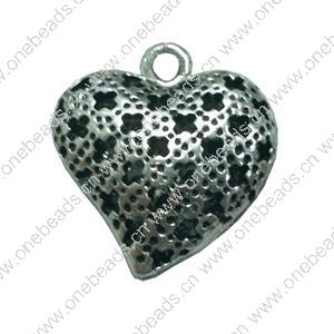 Hollow Bali Pendant. Fashion Zinc Alloy Jewelry Findings. Heart 20x18mm. Sold by Bag