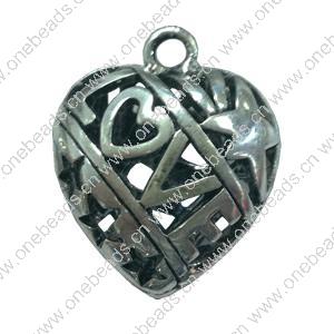 Hollow Bali Pendant. Fashion Zinc Alloy Jewelry Findings. Heart 28x22mm. Sold by Bag