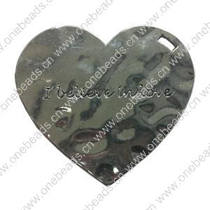 Pendant. Fashion Zinc Alloy jewelry findings. Heart 45x45mm. Sold by PC