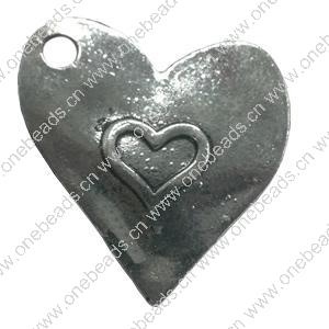 Pendant. Fashion Zinc Alloy jewelry findings. Heart 35x33mm. Sold by Bag