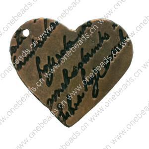 Pendant. Fashion Zinc Alloy jewelry findings. Heart 30x33mm. Sold by Bag