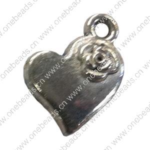 Pendant. Fashion Zinc Alloy jewelry findings. Heart 13x11mm. Sold by Bag