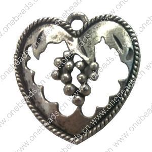 Pendant. Fashion Zinc Alloy jewelry findings. Heart 28x27mm. Sold by Bag
