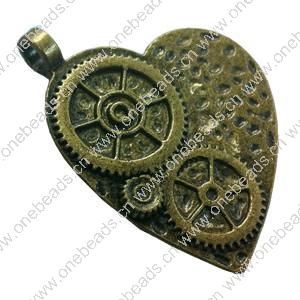 Pendant. Fashion Zinc Alloy jewelry findings. Heart 45x39mm. Sold by PC