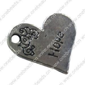 Pendant. Fashion Zinc Alloy jewelry findings. Heart 20x18mm. Sold by Bag