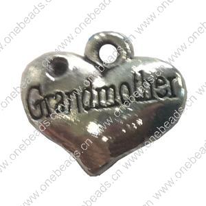 Pendant. Fashion Zinc Alloy jewelry findings. Heart 15x13mm. Sold by Bag