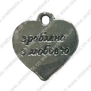 Pendant. Fashion Zinc Alloy jewelry findings. Heart 16x14mm. Sold by Bag