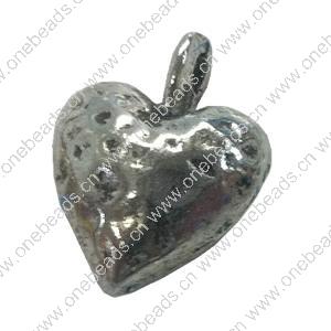 Pendant. Fashion Zinc Alloy jewelry findings. Heart 14x12mm. Sold by Bag