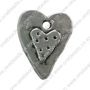 Pendant. Fashion Zinc Alloy jewelry findings. Heart 16x12mm. Sold by Bag