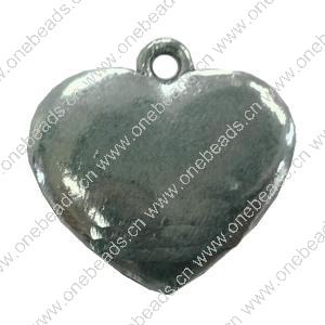 Pendant. Fashion Zinc Alloy jewelry findings. Heart 17x17mm. Sold by Bag