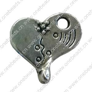 Pendant. Fashion Zinc Alloy jewelry findings. Heart 19x18mm. Sold by Bag