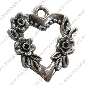 Pendant. Fashion Zinc Alloy jewelry findings. Heart 20x17mm. Sold by Bag