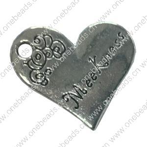Pendant. Fashion Zinc Alloy jewelry findings. Heart 22x18mm. Sold by Bag