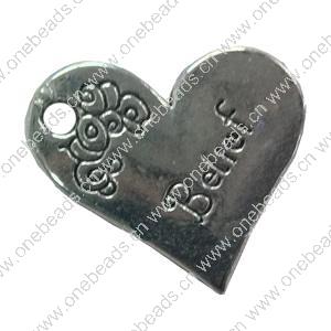 Pendant. Fashion Zinc Alloy jewelry findings. Heart 22x18mm. Sold by Bag