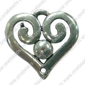 Connector. Fashion Zinc Alloy Jewelry Findings. Heart 20x20mm. Sold by Bag