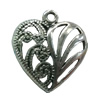 Pendant. Fashion Zinc Alloy jewelry findings. Heart 20x19mm. Sold by Bag
