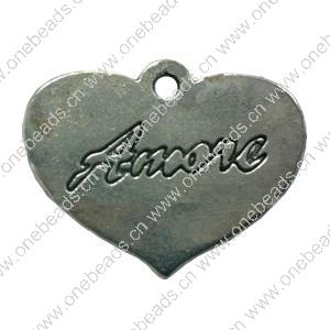 Pendant. Fashion Zinc Alloy jewelry findings. Heart 20x26mm. Sold by Bag