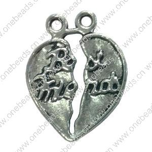 Connector. Fashion Zinc Alloy Jewelry Findings. Heart 13x18mm. Sold by Bag