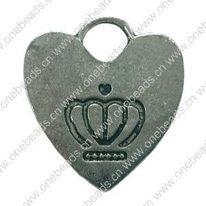Pendant. Fashion Zinc Alloy jewelry findings. Heart 22x20mm. Sold by Bag