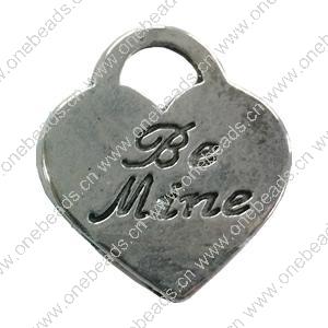 Pendant. Fashion Zinc Alloy jewelry findings. Heart 25x23mm. Sold by Bag