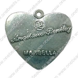 Pendant. Fashion Zinc Alloy jewelry findings. Heart 32x28mm. Sold by Bag