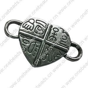 Connector. Fashion Zinc Alloy Jewelry Findings. Heart 28x45mm. Sold by Bag