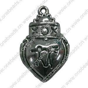 Pendant. Fashion Zinc Alloy jewelry findings. Heart 26x16mm. Sold by Bag