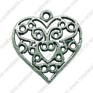 Pendant. Fashion Zinc Alloy jewelry findings. Heart 22x20mm. Sold by Bag