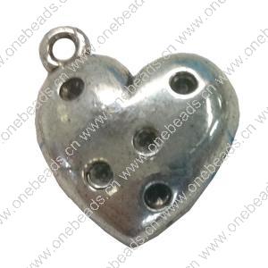 Pendant. Fashion Zinc Alloy jewelry findings. Heart 19x16mm. Sold by Bag