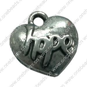 Pendant. Fashion Zinc Alloy jewelry findings. Heart 17x16mm. Sold by Bag