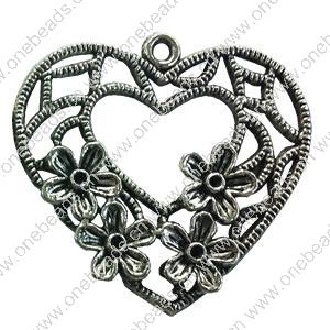 Pendant. Fashion Zinc Alloy jewelry findings. Heart 28x33mm. Sold by Bag