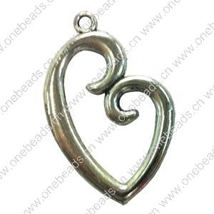 Pendant. Fashion Zinc Alloy jewelry findings. Heart 40x27mm. Sold by Bag