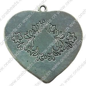 Pendant. Fashion Zinc Alloy jewelry findings. Heart 39x39mm. Sold by Bag