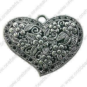 Pendant. Fashion Zinc Alloy jewelry findings. Heart 42x32mm. Sold by Bag
