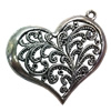 Pendant. Fashion Zinc Alloy jewelry findings. Heart 30x36mm. Sold by Bag
