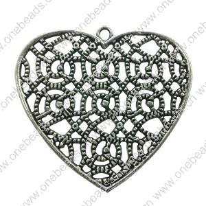 Pendant. Fashion Zinc Alloy jewelry findings. Heart 45x46mm. Sold by Bag