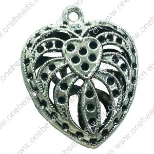 Hollow Bali Pendant. Fashion Zinc Alloy Jewelry Findings. Heart 28x24mm. Sold by Bag