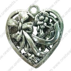 Hollow Bali Pendant. Fashion Zinc Alloy Jewelry Findings. Heart 39x36mm. Sold by PC