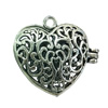 Hollow Bali Pendant. Fashion Zinc Alloy Jewelry Findings. Heart 37x40mm. Sold by PC