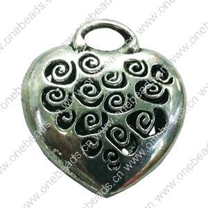 Hollow Bali Pendant. Fashion Zinc Alloy Jewelry Findings. Heart 37x33mm. Sold by PC