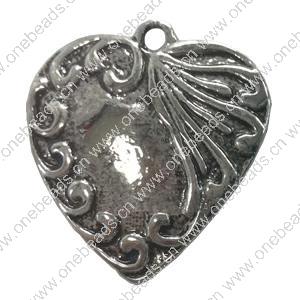 Pendant. Fashion Zinc Alloy jewelry findings. Heart 25x23mm. Sold by Bag
