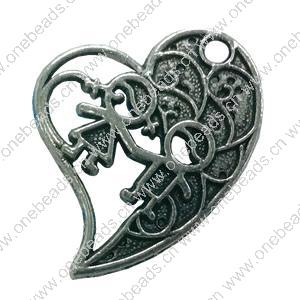 Pendant. Fashion Zinc Alloy jewelry findings. Heart 26x23mm. Sold by Bag