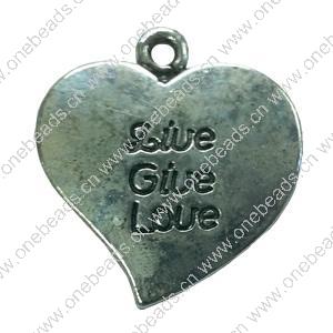 Pendant. Fashion Zinc Alloy jewelry findings. Heart 28x25mm. Sold by Bag