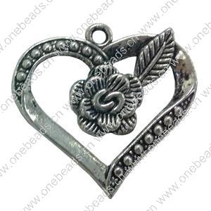 Pendant. Fashion Zinc Alloy jewelry findings. Heart 28x28mm. Sold by Bag